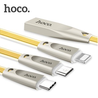 Cáp sạc 3 đầu Hoco U9 dài 1.5M (Lightning + MicroUSB + Type-C)