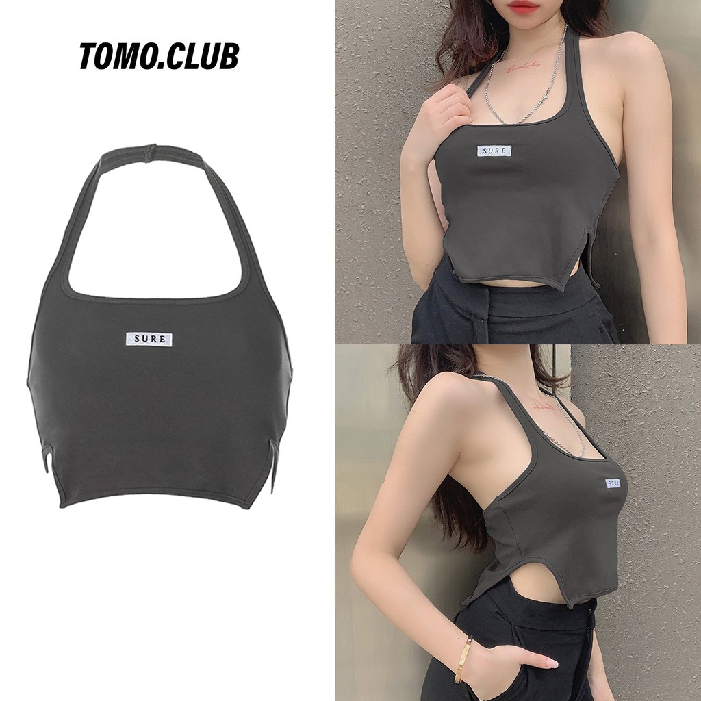 [Hàng Có Sẵn] Áo Croptop Hai Mảnh Dáng Yếm Màu Than Chì Mát Mẻ Cho Nữ Mặc Cực Xinh Ở Nhà, Đi Chơi | BigBuy360 - bigbuy360.vn