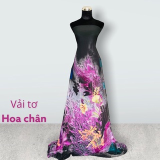 Vải voan tơ hoa chân mịn mỏng may á dài - đầm