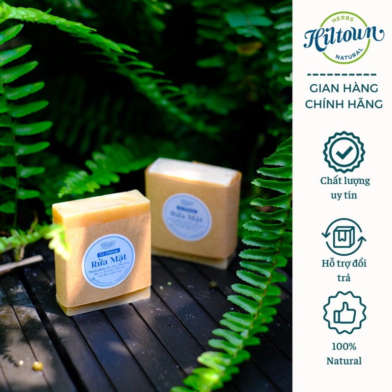Xà bông thiên nhiên handmade nghệ cam, cafe bạc hà Hiltown 50g