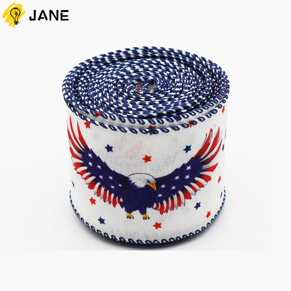 JANE Party Supplies Independence Day Eagle Cake wrapping Ribbon Color Ribbon New Card Decor Gift Wrapping July 4 Crafts Accessories Red Blue White Holiday Decoration