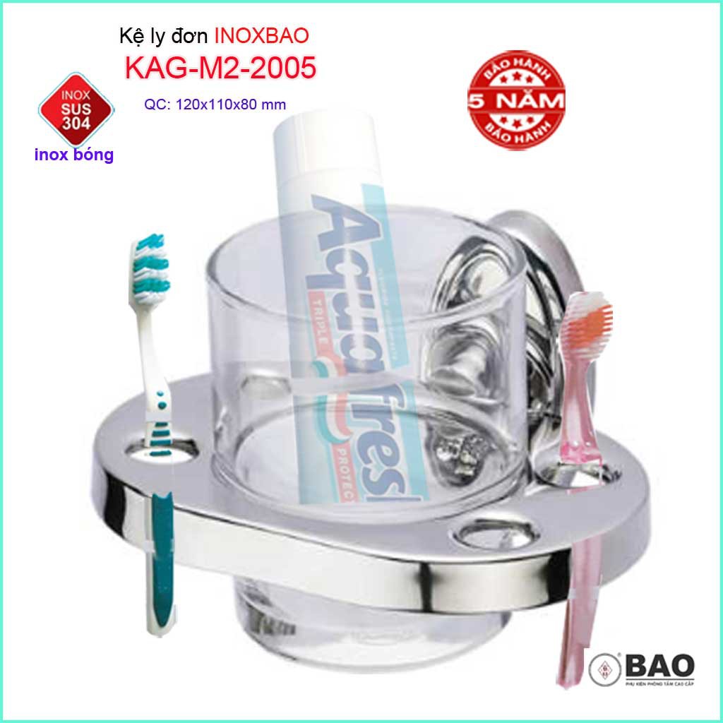 Kệ ly Inox Bảo, kệ ly Inox SUS304 KAG-M2-2005, giá ly bàn chải đánh răng SUS304 cao cấp siêu bền thiết kế tuyệt đẹp tiện