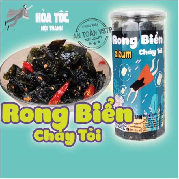 Món mới siêu ngon Rong biển cháy tỏi 200g ZiZum, đồ ăn vặt Hà Nội, vừa ngon vừa rẻn hũ pet, đặc sản hot trend không béo