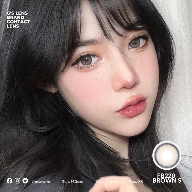 Lens Mắt Kính Áp Tròng Nâu Xanh Siêu Hot Giãn Ít Size S 14.2mm Có 0 Đến 6 Độ Cận Fb220 Brown