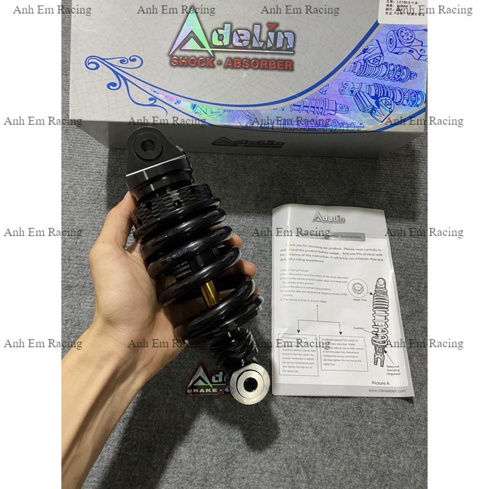 Phuộc Adelin Chính Hãng Gắn Winner Ex150 Đen Ty Vàng Không Bình Dầu