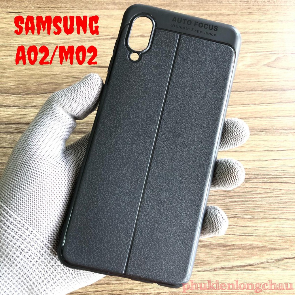 Ốp Lưng Samsung A02/M02 Dẻo Giả Da Đen Đẹp