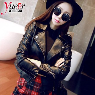 Áo khoác da S ~ 4XL Phiên bản Hàn Quốc Áo khoác da nhỏ dành cho nữ Áo khoác da ngắn pu xe máy Slim-fit Phù hợp với mọi trận đấu Áo khoác da Áo khoác ngắn Áo khoác chống gió
