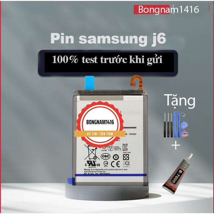 Pin thay thế cho samsung j6 tặng kèm bộ sửa và keo dán bongnamstore.