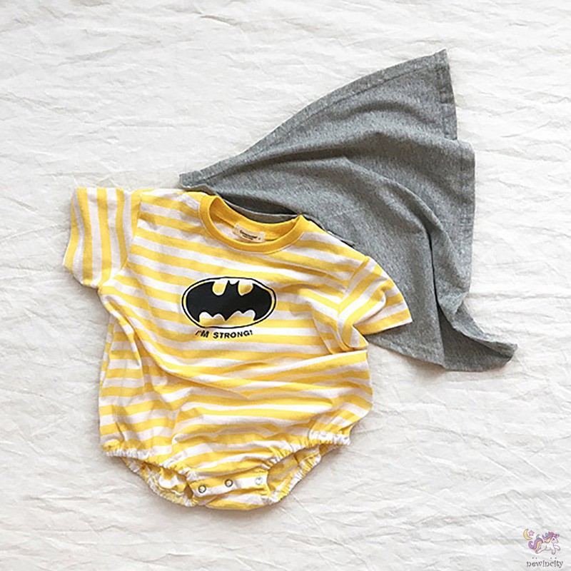 Bộ Áo Liền Quần Ngắn Tay Kẻ Sọc Hàn Quốc Cho Bé Trai Và Bé Gái