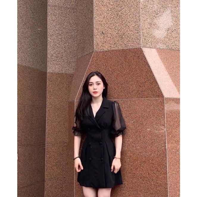 Đầm vest phối tay voan siêu sang 55-90ký đủ size
