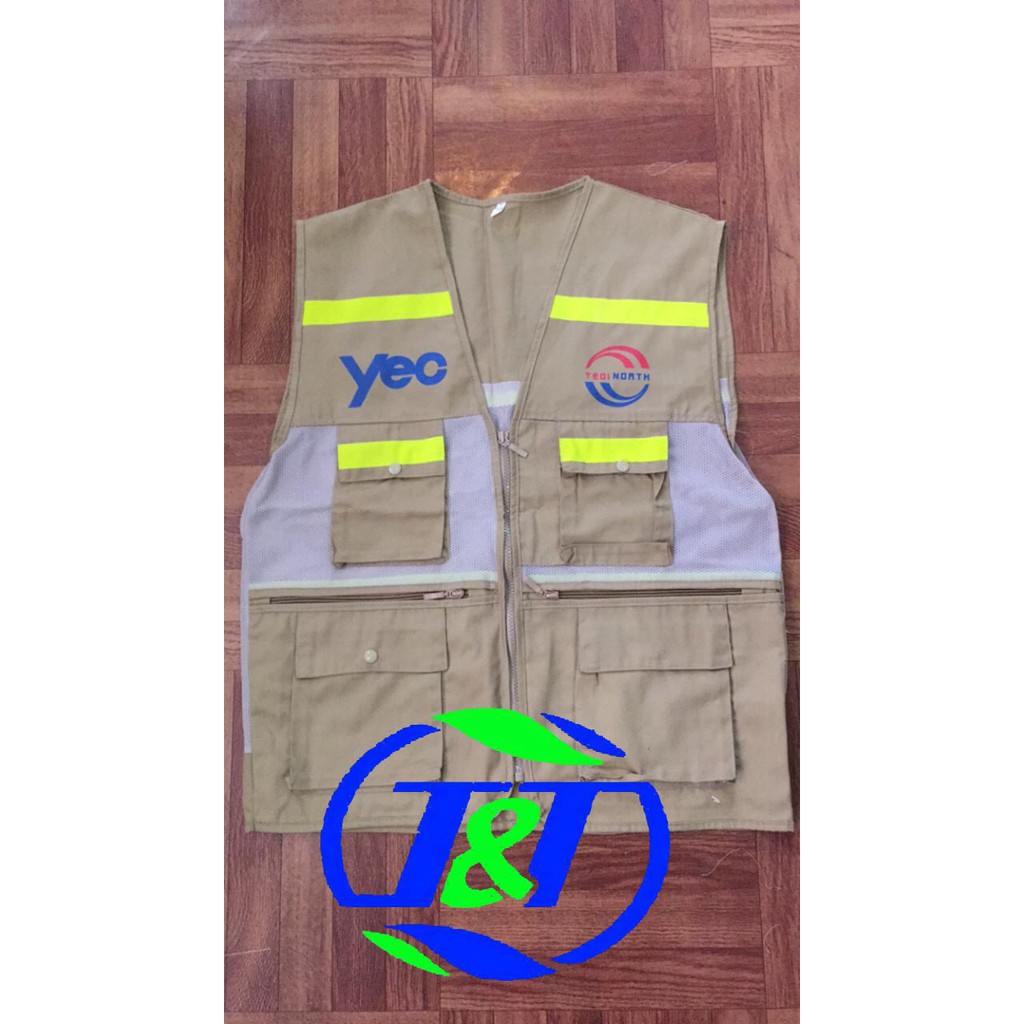 Áo ghi lê phản quang vải Hàn Quốc đã in chữ như hình