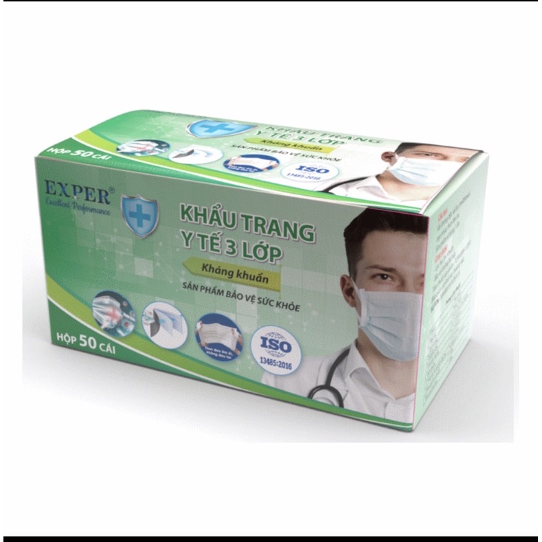 EXPER KHẨU TRANG 3 LỚP KHÁNG KHUẨN CHO NGƯỜI LỚN - HỘP 50 CÁI | BigBuy360 - bigbuy360.vn