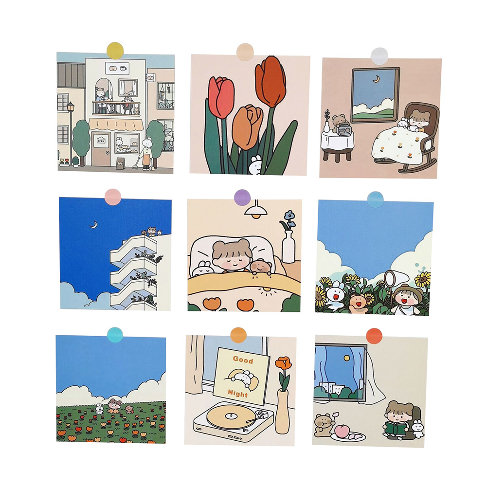 Bộ 9 Sticker Dán Trang Trí Sổ Tay Hình Cô Gái Xinh Xắn