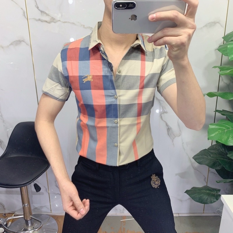 Áo sơ mi nam kẻ ngắn tay bbr, hàng cao cấp | BigBuy360 - bigbuy360.vn