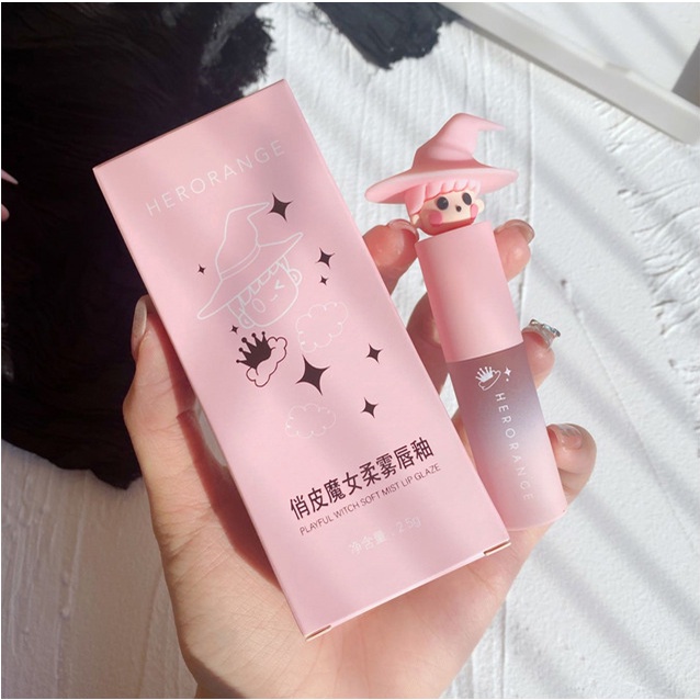 [Hàng mới về] Son kem lì HERORANGE Dưỡng Ẩm Trang Điểm Chống Nước Lâu Trôi Thiết Kế Vỏ Đáng Yêu