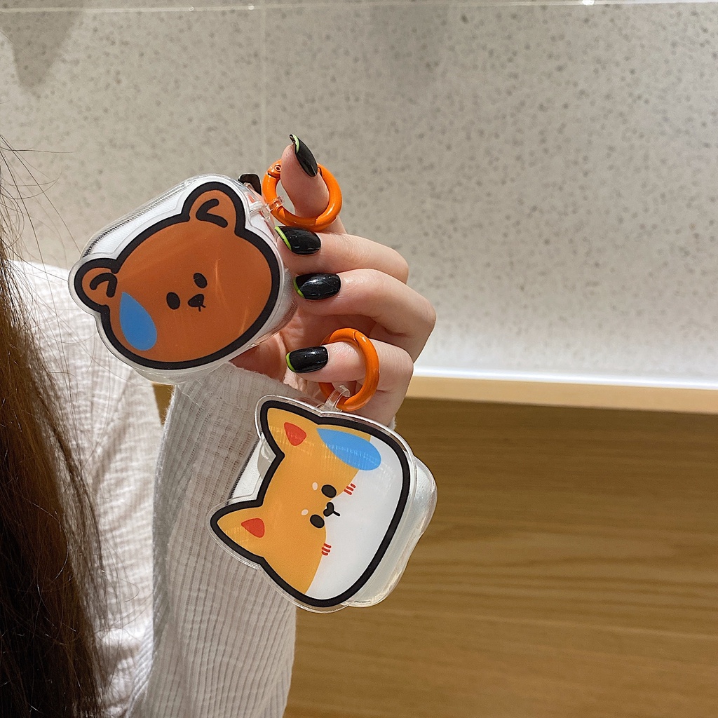 Vỏ Bảo Vệ Hộp Sạc Tai Nghe AirPods 1 2 pro 3 2021 gen3 Bằng Tpu Mềm Trong Suốt Hình Động Vật Dễ Thương Có Móc Treo Tiện Dụng