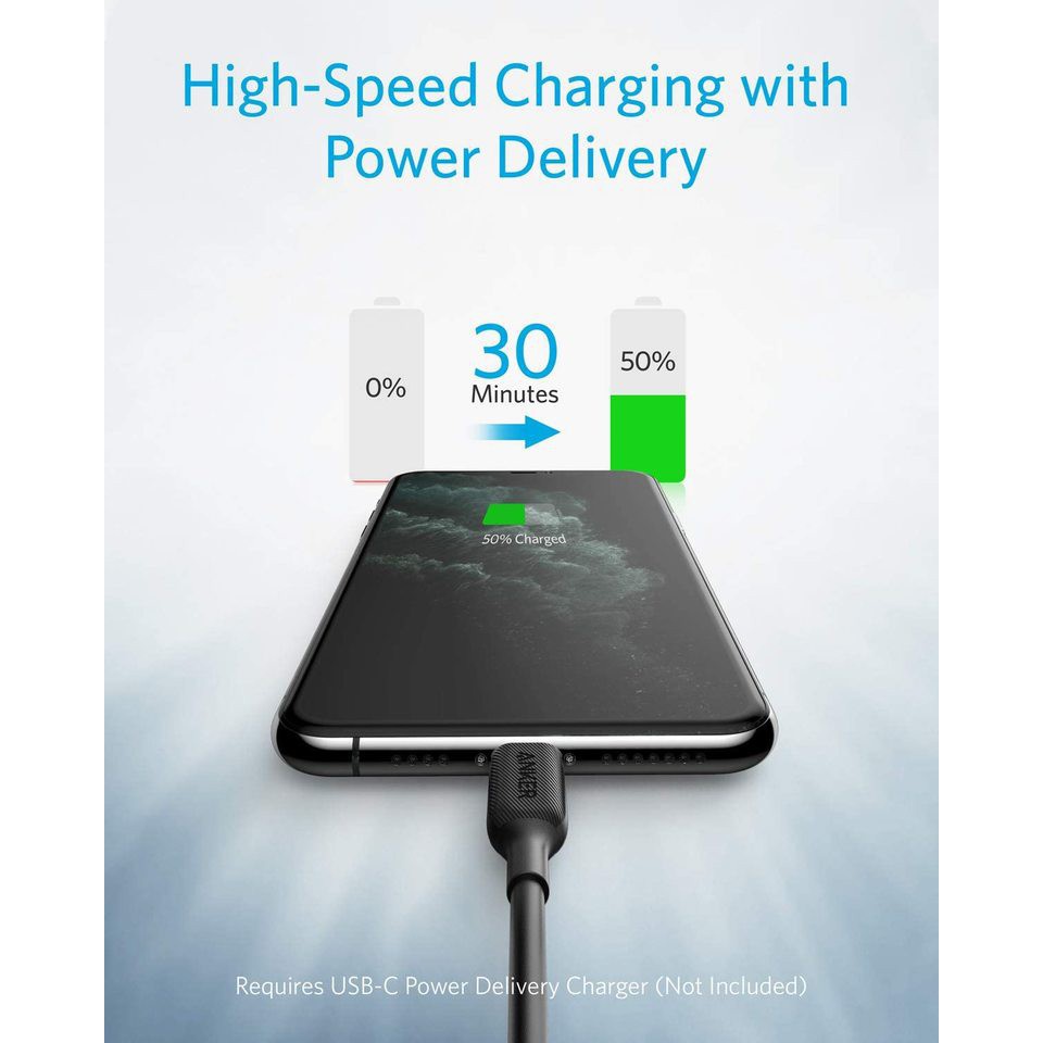 Cáp Anker PowerLine III USB-C to Lightning, 0.9m Hàng chính hãng- A8832