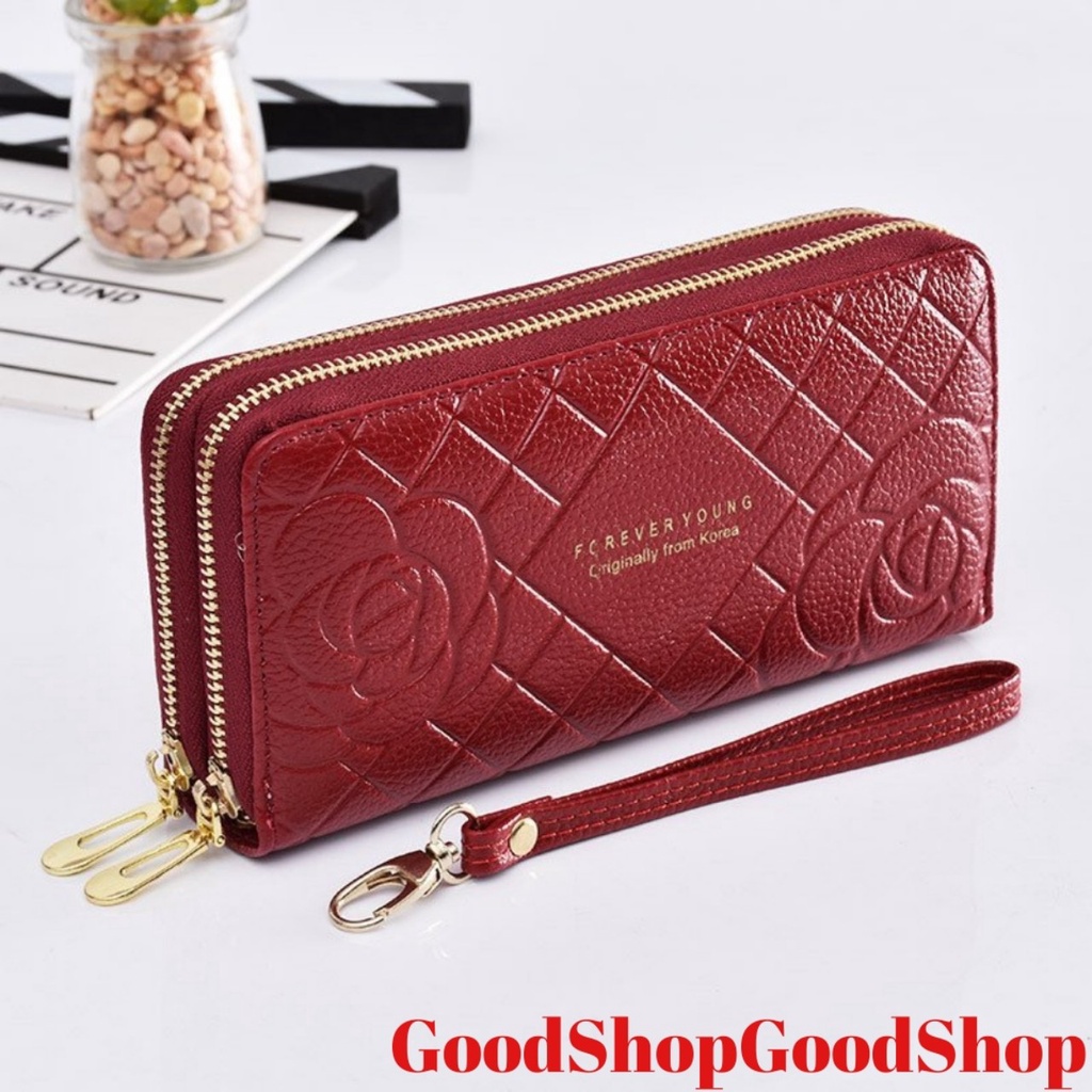 Ví nữ dài cầm tay 2 ngăn kéo NEW-0046 sang trọng, thiết kế hình bông hoa dễ thương, sành điệu, với nhiều ngăn tiện dụng