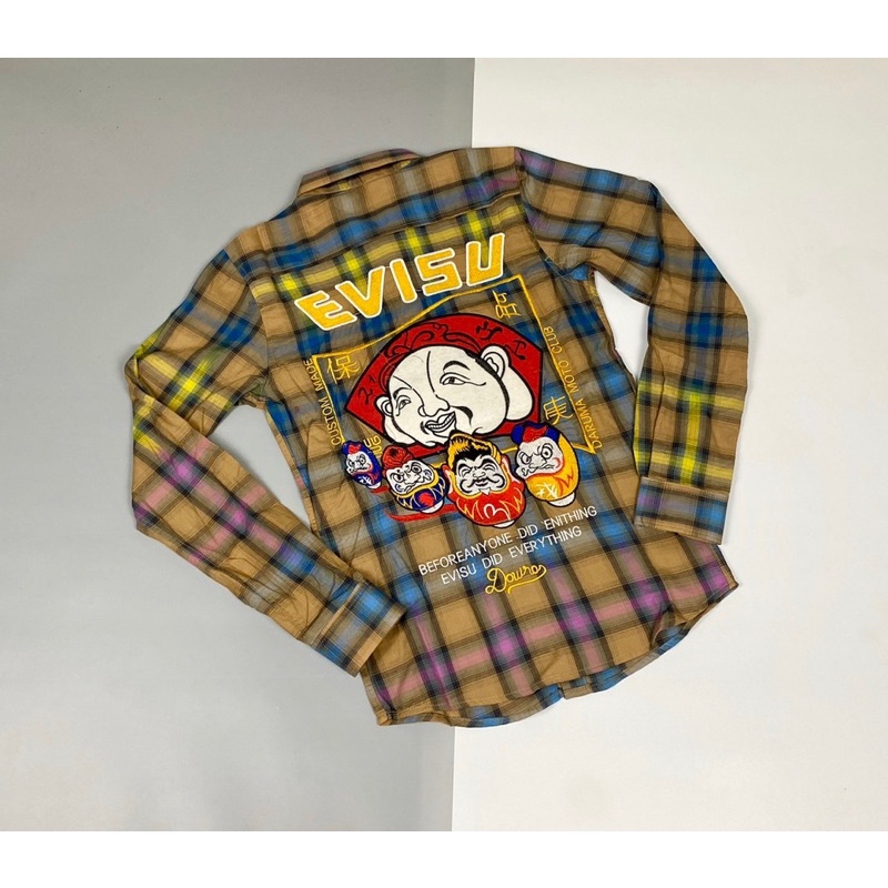 Áo Sơ Mi Kẻ Loang Thêu Hình EVISU Hàng Siêu Cấp | BigBuy360 - bigbuy360.vn