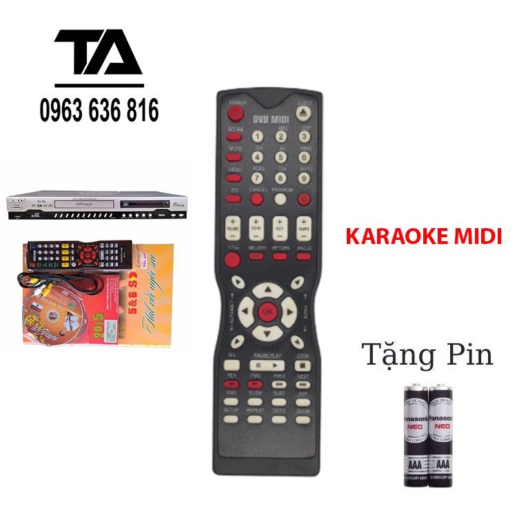 Remote Điều Khiển Đầu Đĩa DVD MIDI Karaoke 6 số - CHÍNH HÃNG