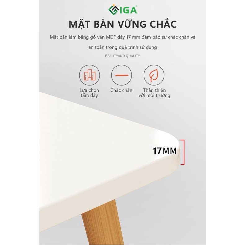 Bàn ăn, bàn làm việc IGA phong cách bắc âu cạnh bàn bo tròn chống va đập (không bao gồm ghế ngồi)- GP181/ GP192