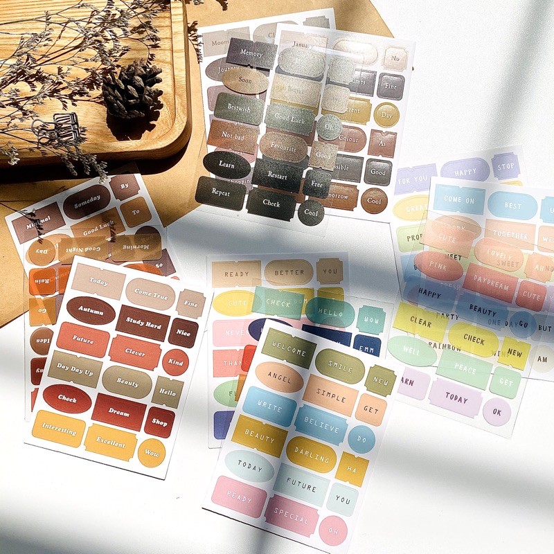 Bộ 3 tấm Sticker Color Words