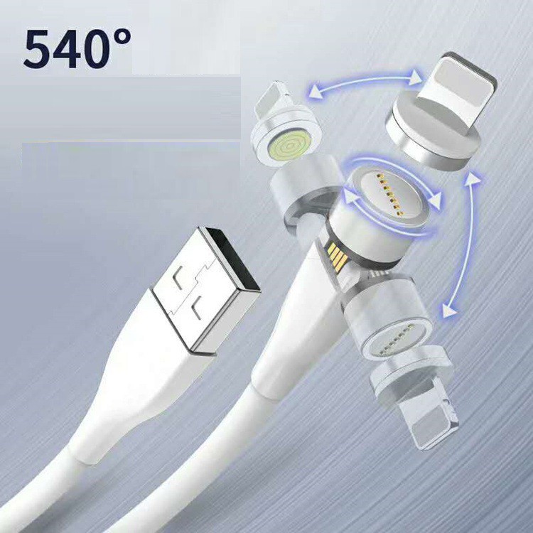 Cáp sạc nam châm hỗ trợ sạc nhanh QC 3.0 xoay 540 độ, truyền dữ liệu, phiên bản hoàn hảo 2021