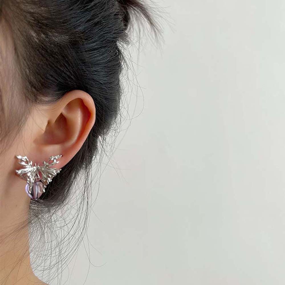 Bông tai hình bướm màu hồng phong cách Hàn Quốc thời trang cho nữ