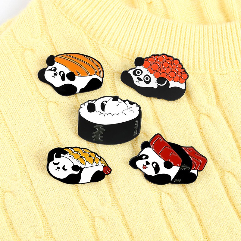 Pins cài áo - Ghim cài áo hợp kim in 3D hình ảnh shushi gấu trúc siêu ngộ nghĩnh, phụ kiên tạo nét riêng cho trang phục.