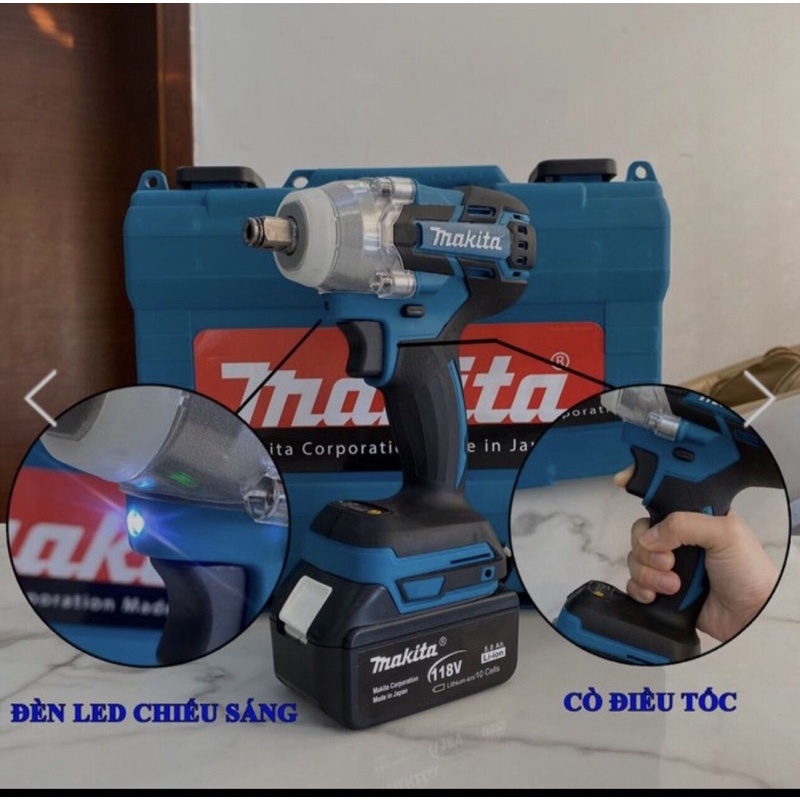 Máy siết bulong Makita không chổi than 3 chức năng khoan, mở ốc, bắt vít