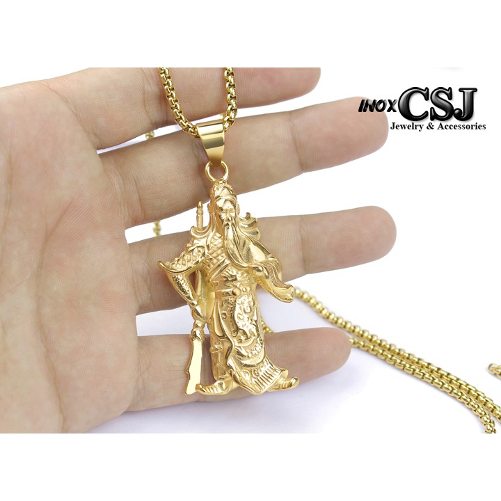 Mặt dây chuyền inox Quan Công màu vàng siêu đẹp, bền màu - Đem lại đẳng cấp phong độ cho người đeo (không dây)