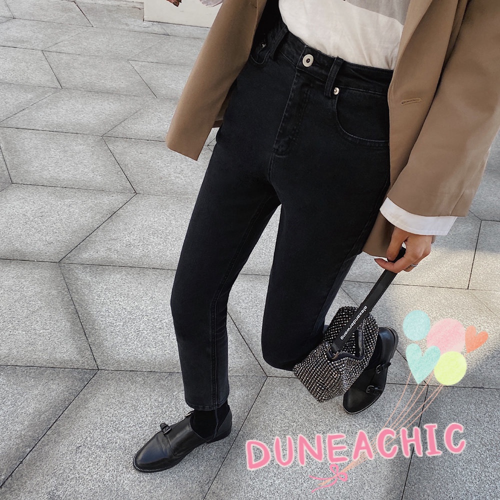 DUNEA Quần Jean Dài Lưng Cao Co Giãn Tốt Thiết Kế Quyến Rũ Cho Nữ