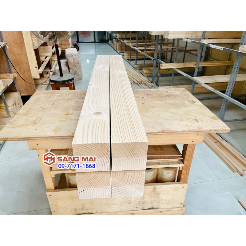 [MS07] Thanh gỗ thông vuông 10cm[ 9,5cm x 9,5cm ] x dài 1m2 + láng mịn 4 mặt