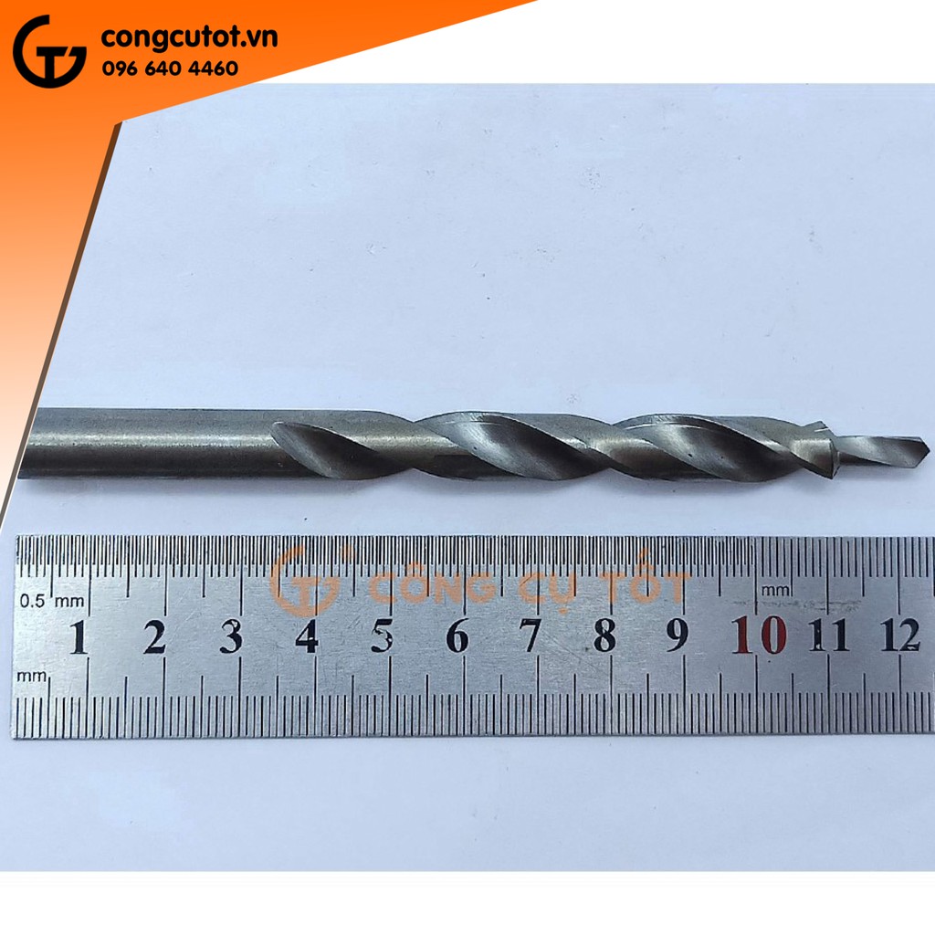 Mũi khoan xiên 2 tầng trụ xoắn trắng 4.2 - 9.0mm chuôi tròn dài 125mm
