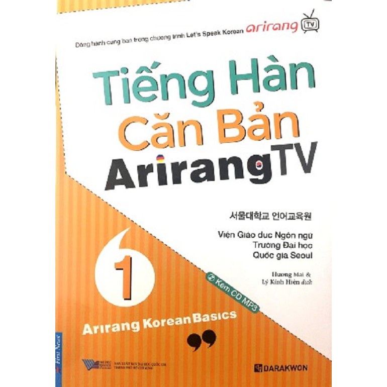 Sách - Tiếng Hàn Căn Bản Arirang TV 1 + CD - First News Tặng Kèm Bookmark