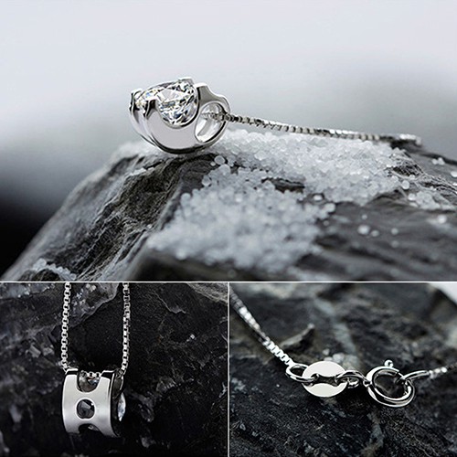 Vòng cổ Mạ Bạc Trang Trí Đá Zirconia Thời Trang Cho Nữ