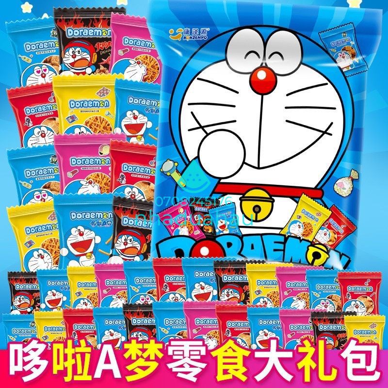 Một gói ăn vặt bim bim/ snack Doremon Hongkong gói to khổng lồ gồm 36 gói nhỏ bên trong mix 6 vị 450g | BigBuy360 - bigbuy360.vn
