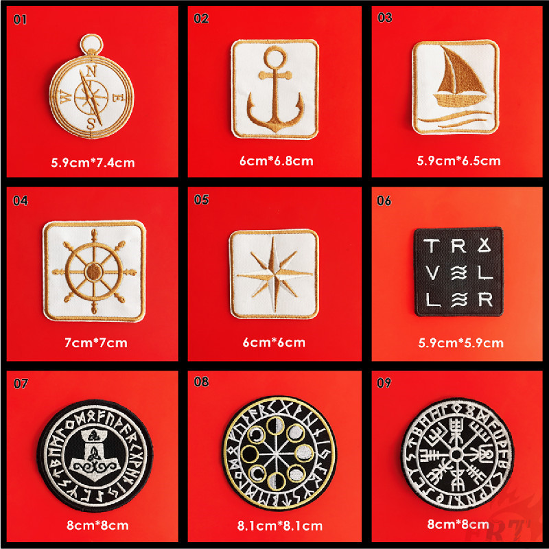 Miếng vá ủi thêu họa tiết phong cách thuyền buồm Viking