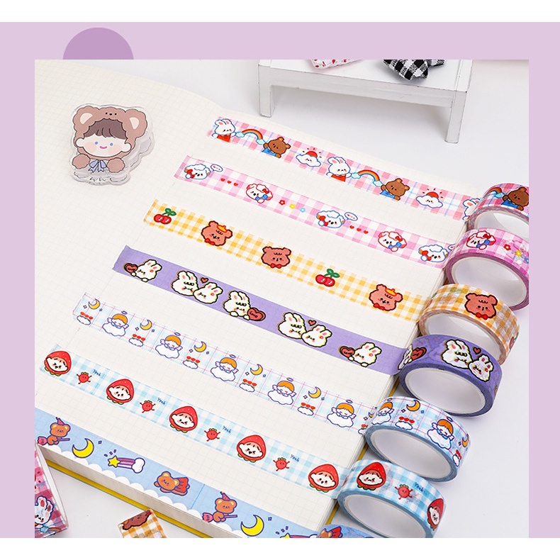 Cuộn Băng Keo Họa Tiết Hoạt Hình Nhiều Màu Dễ Thương 1.5cm*5m