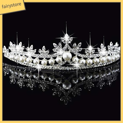 Vương Miện Công Chúa Đính Ngọc Trai Giả Sang Trọng Cho Cô Dâu