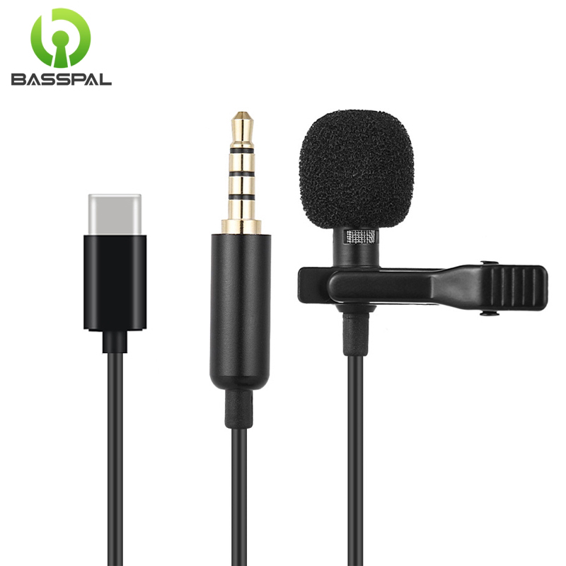 Microphone Basspal Đầu Cắm 3.5mm/USB C/Type-C Hỗ Trợ Thu Âm Cho Điện Thoại Android Huawei Xiaomi Samsung