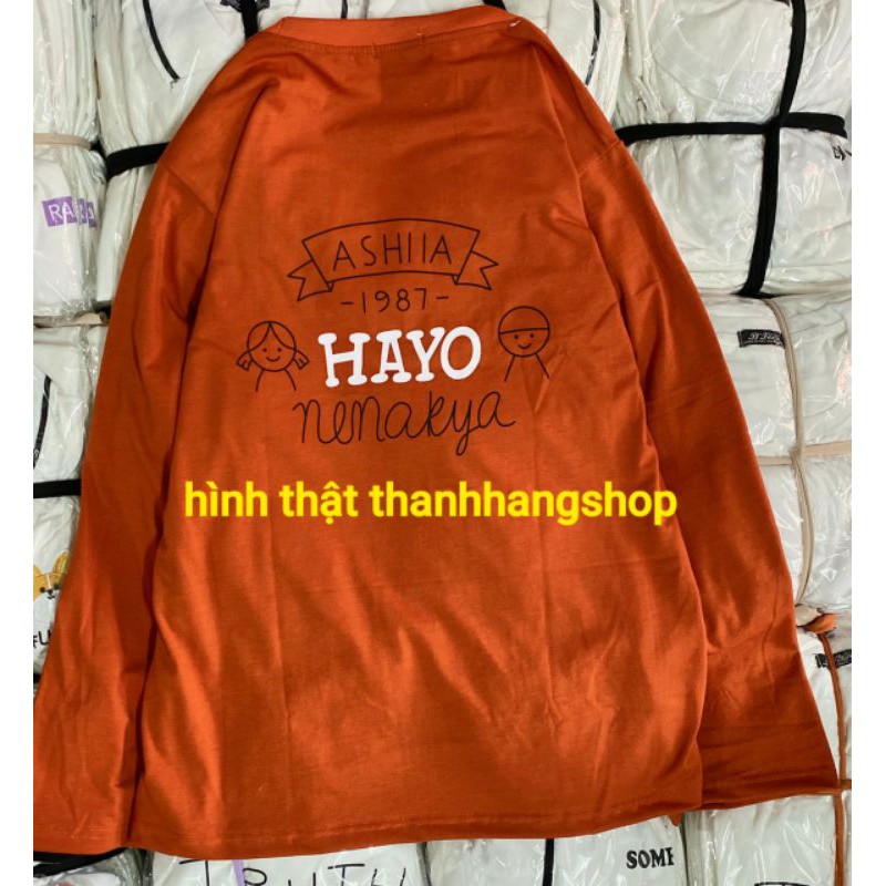 Áo thun tay dài Unisex% Hình Thật phía sau HaYo