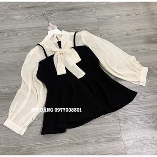 Set áo peplum nơ + chân váy dài