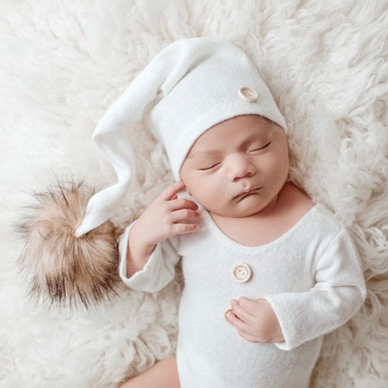 Bộ Áo Liền Quần Bằng Lông + Mũ Đội Dành Cho Chụp Hình Em Bé