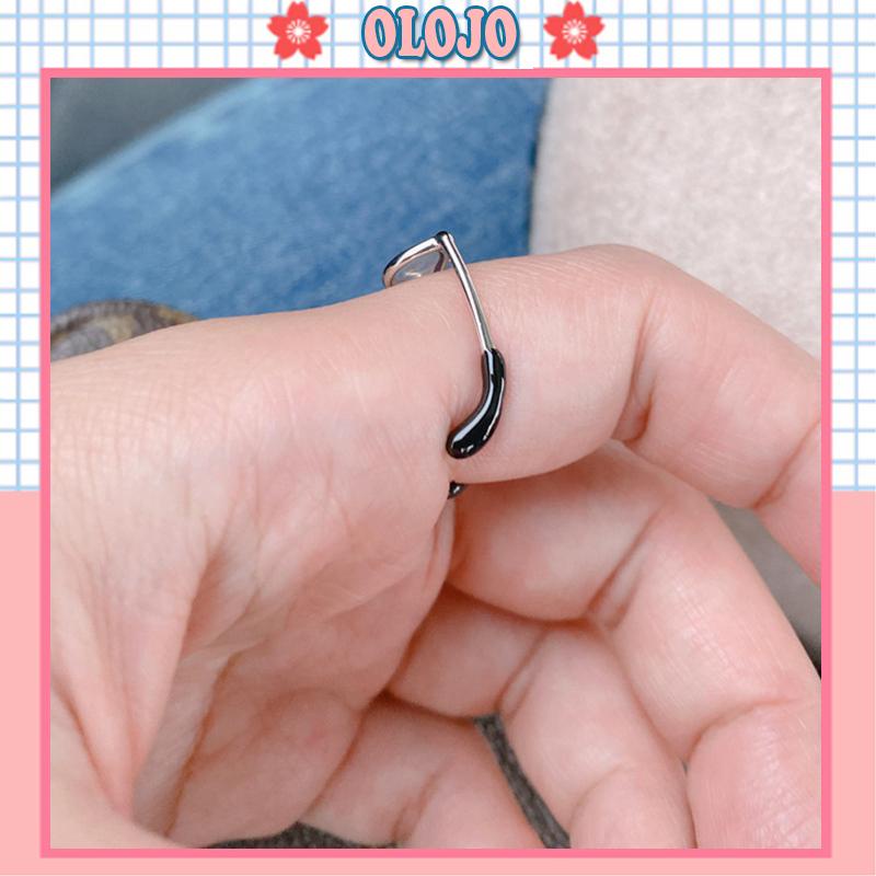 Nhẫn hở bằng hợp kim tráng men tạo hình mắt kính độc đáo thời trang cho nam và nữ