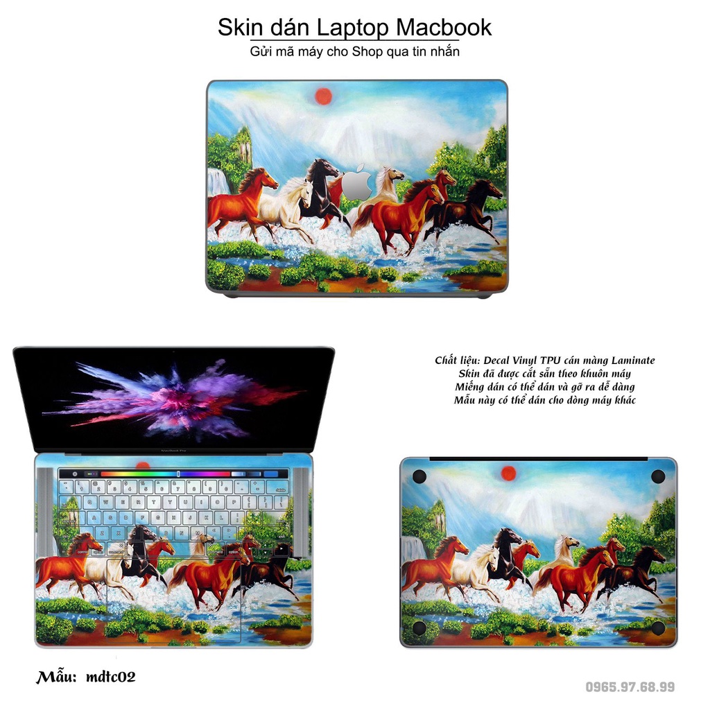 Skin dán Macbook mẫu Mã Đáo Thành Công (đã cắt sẵn, inbox mã máy cho shop)