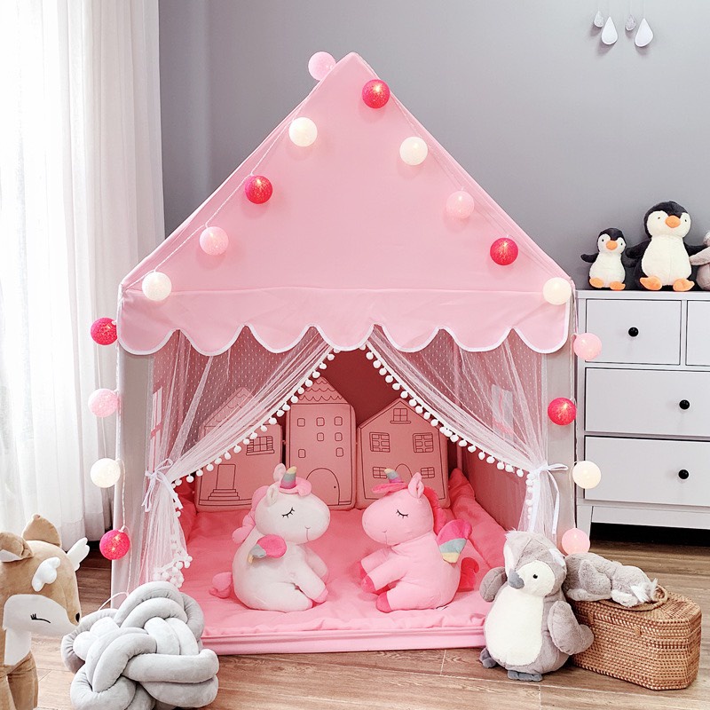 Lều Cho Bé Ngủ Chơi - Hoàng tử Công Chúa &lt; Có sẵn &gt; đầy đủ nệm. Kích Thước 1m4x1m2x1m