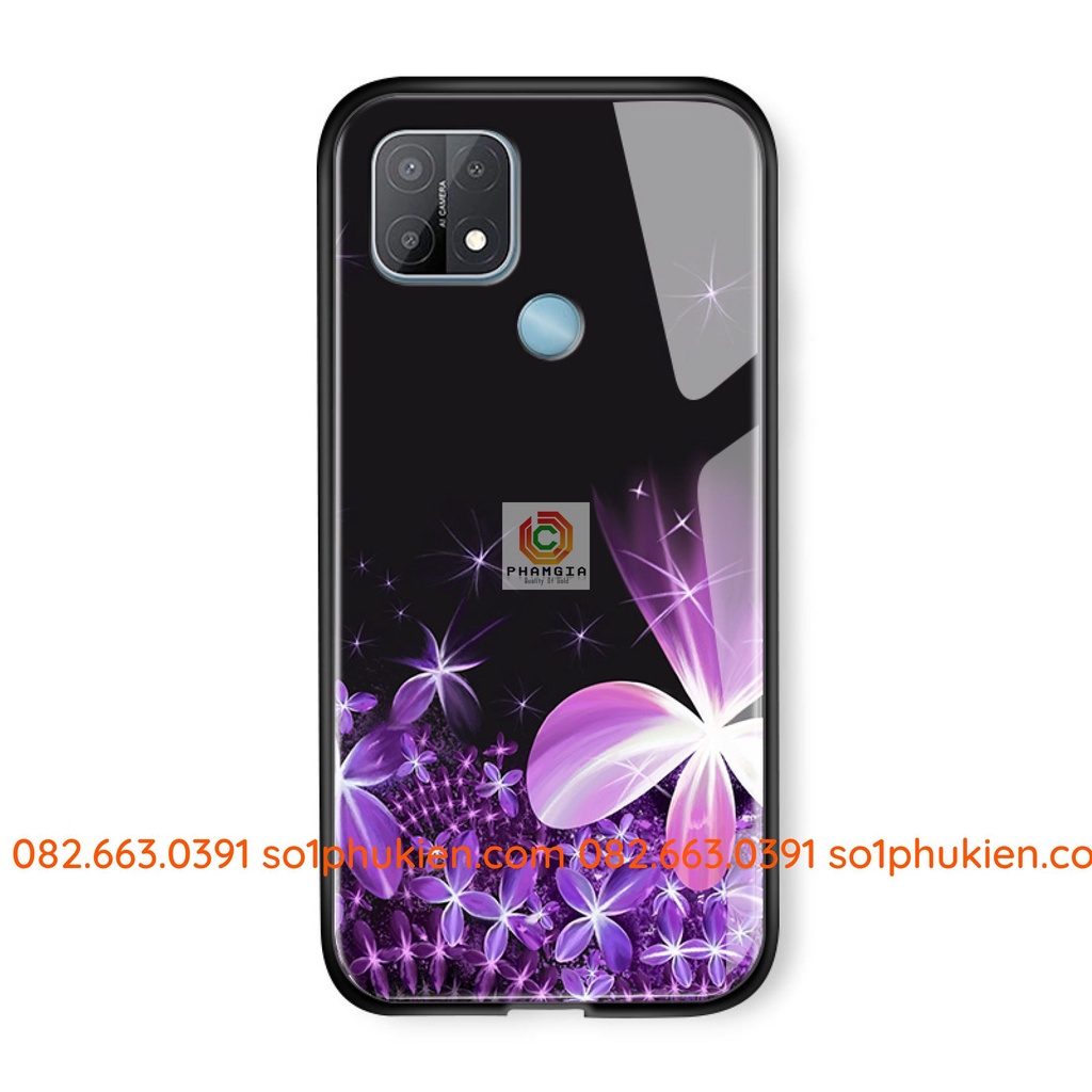 Ôp lưng ép kính Oppo A15 hình hoa 3D siêu sắc nét