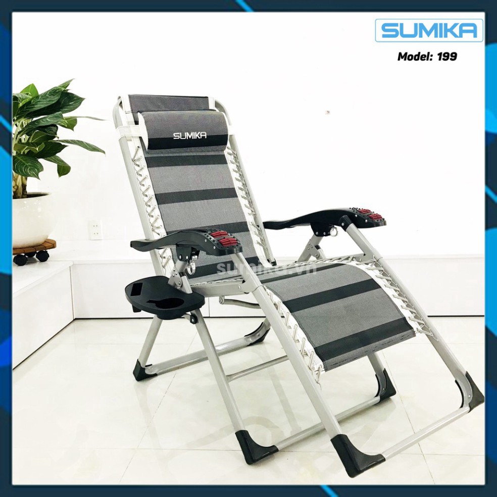 Ghế xếp thư giãn SUMIKA 199 - Mẫu mới nhất 2020, lăn tay massage, khung vuông cao cấp, tải trọng 200kg