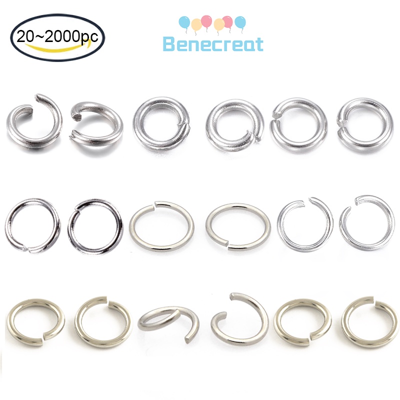 Bộ 20 khoen thép không gỉ 304 BENECREAT 3mm đến 15mm nhiều màu sắc đa dạng